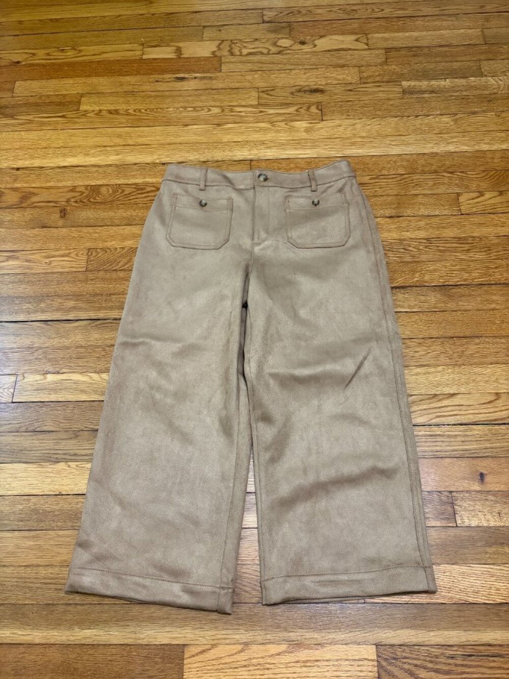 Ann Taylor LOFT Womens Palmer Wide Leg Pants Size 12p Brown High Rise Curvy NWT